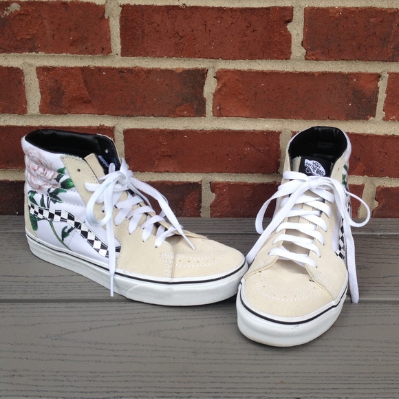 checkered floral sk8 hi